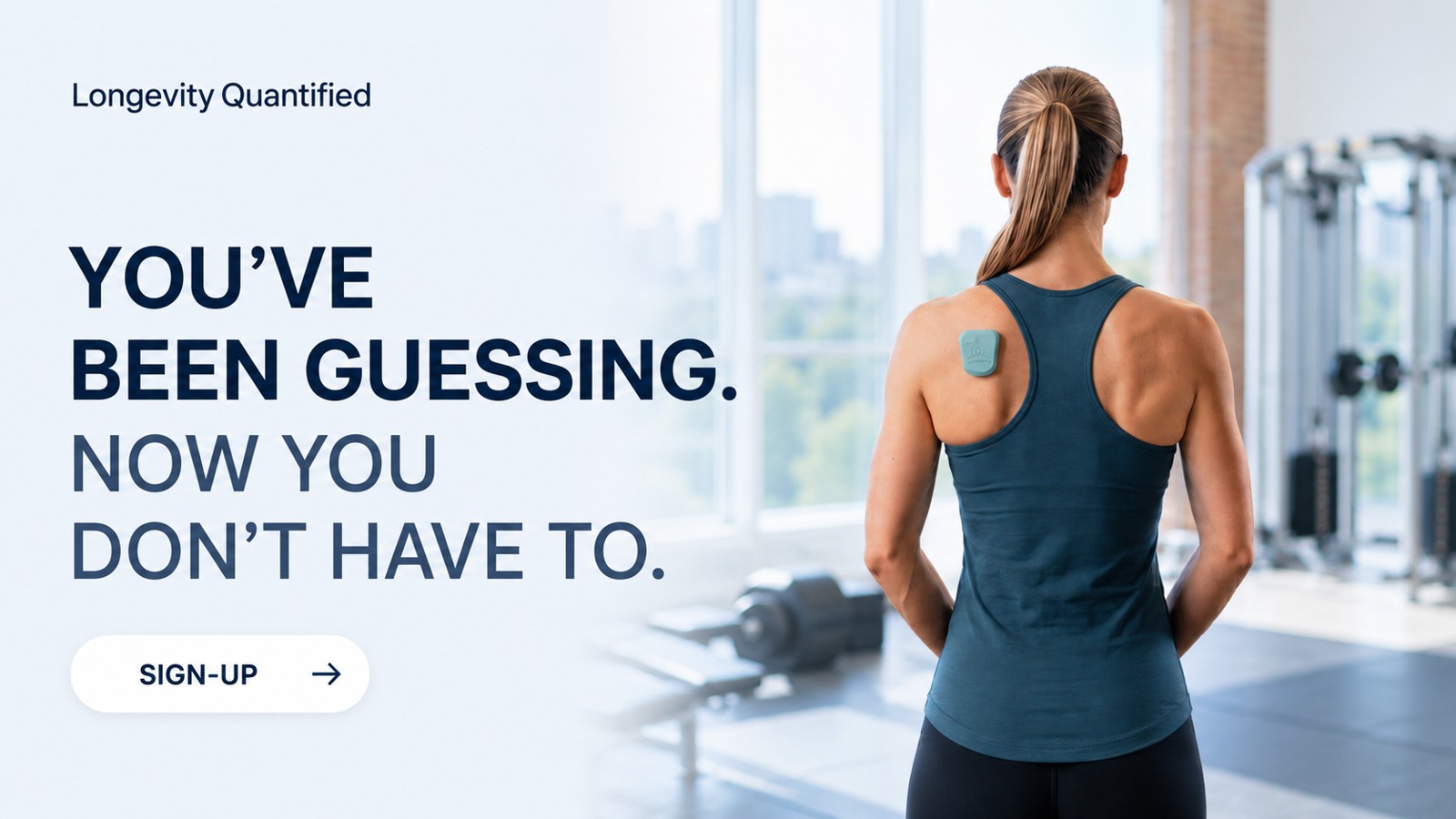 Ad graphic: ‘You’ve been guessing. Now you don’t have to.’ — an athlete wearing the Muscle Puck on the shoulder blade